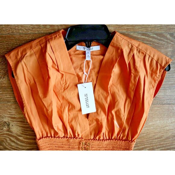 Derek Lam 10 Crosby Women's Sz 00 Peach Antara Cotton A-Line Midi Dress - Picture 6 of 13